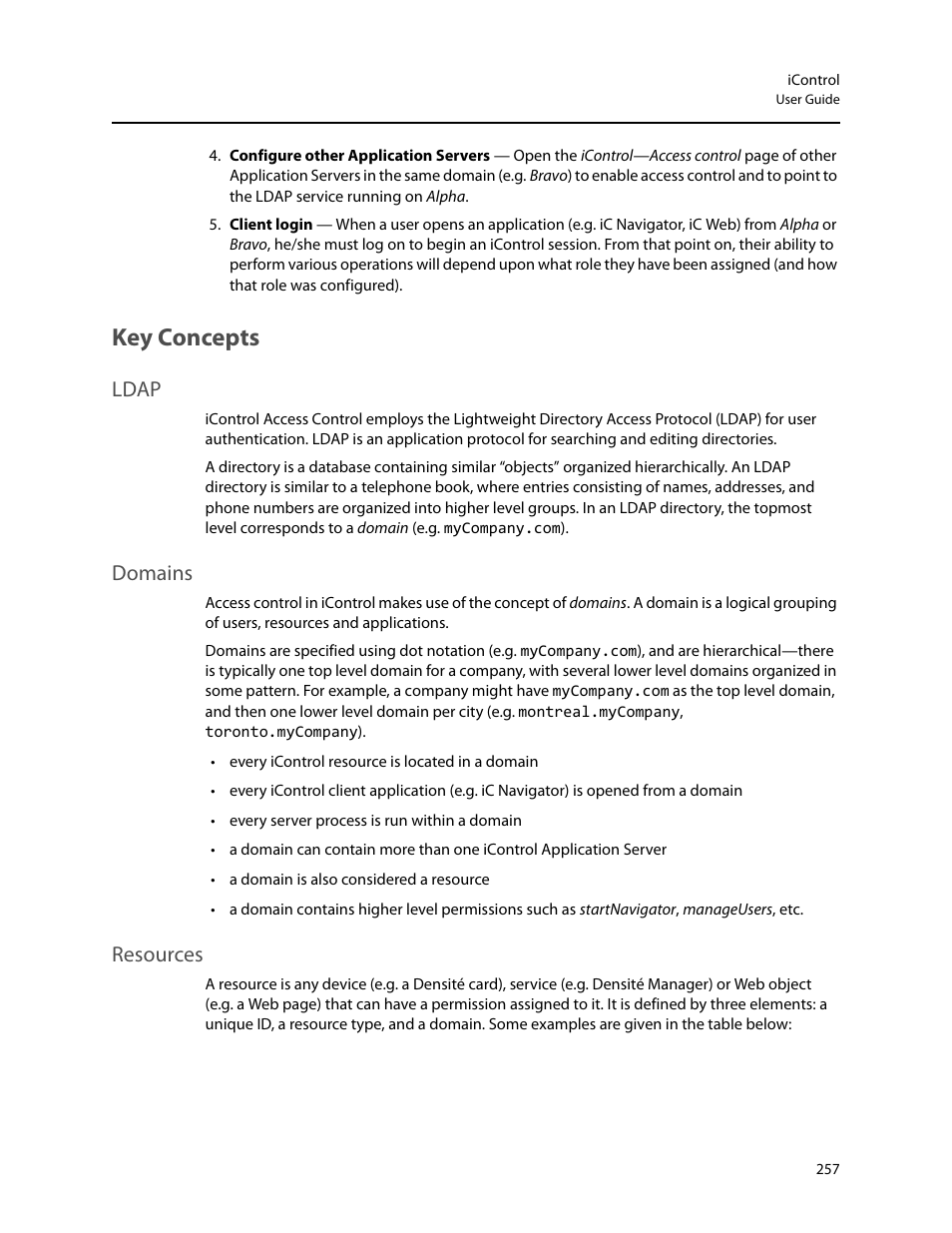 Key concepts, Ldap, Domains | Resources, Ldap domains resources | Grass Valley iControl V.6.02 User Manual | Page 267 / 610