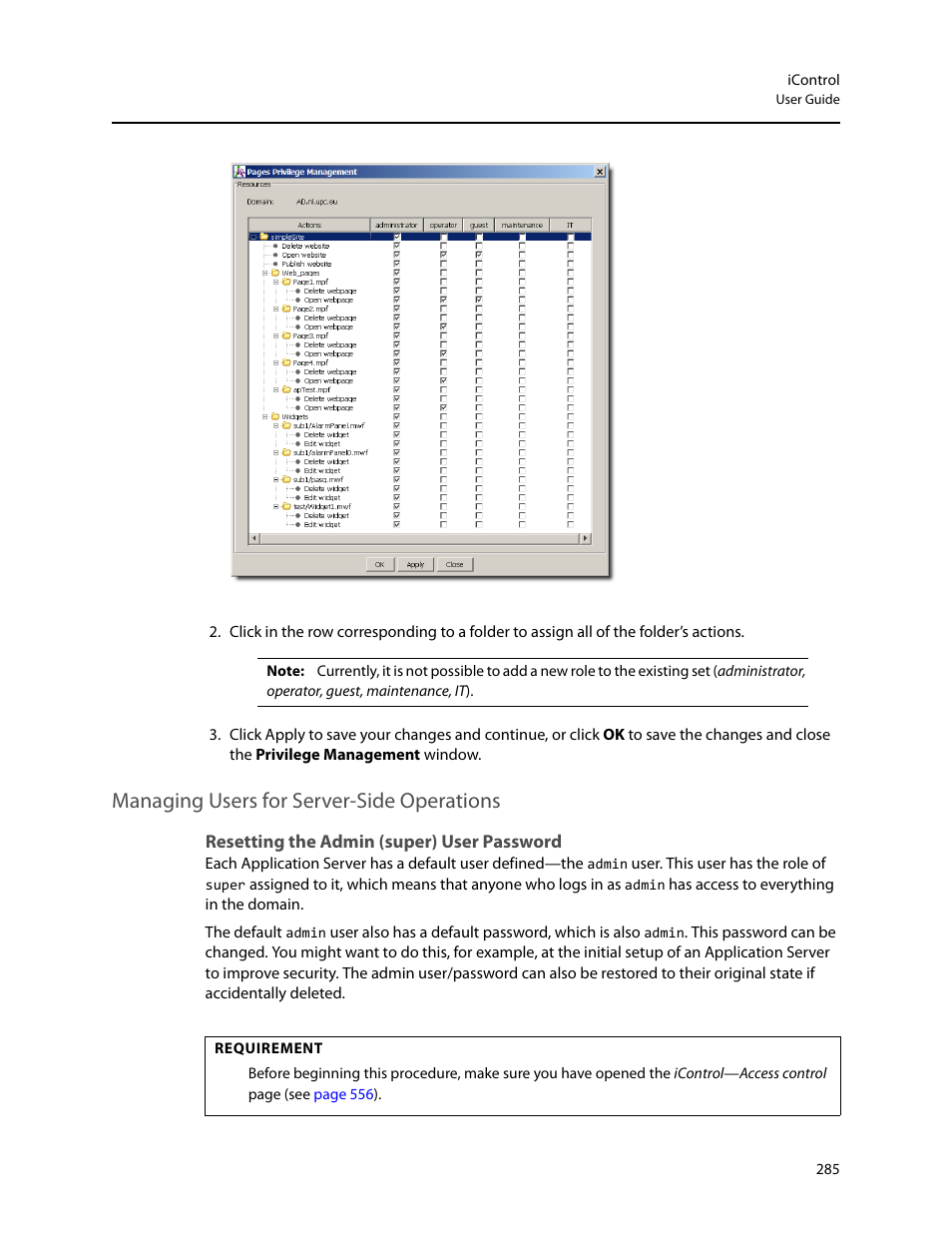 Managing users for server-side operations, Resetting the admin (super) user password | Grass Valley iControl V.6.02 User Manual | Page 295 / 610