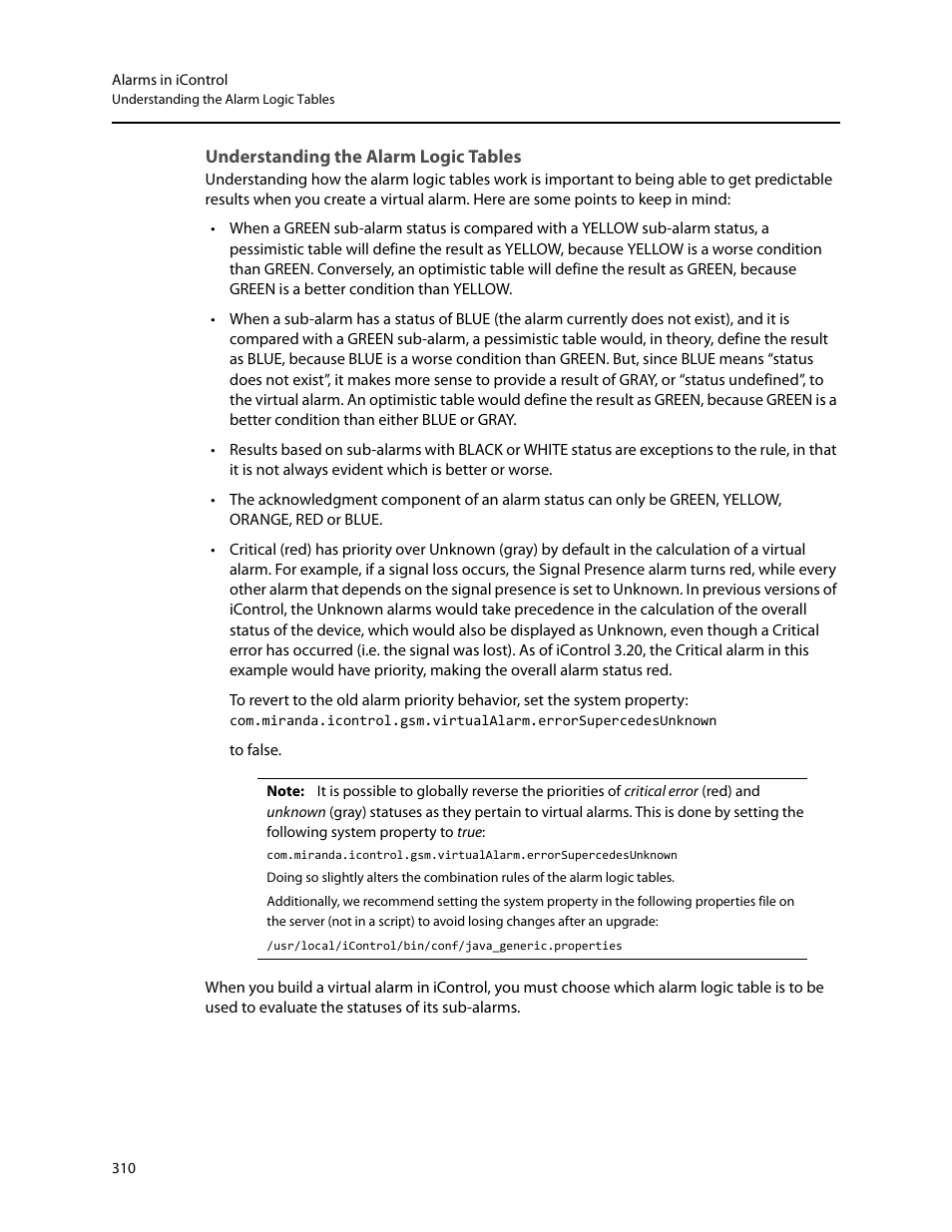 Understanding the alarm logic tables | Grass Valley iControl V.6.02 User Manual | Page 320 / 610