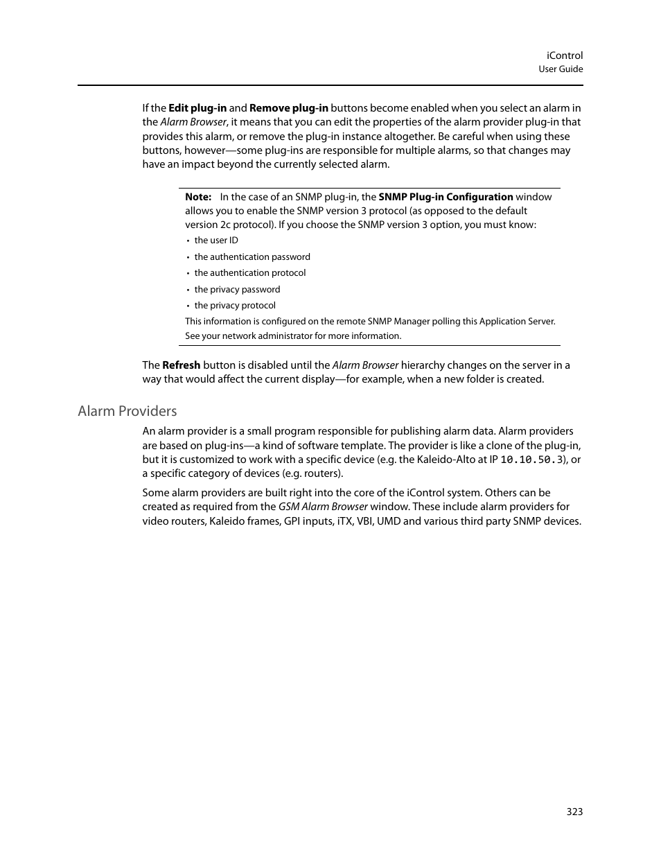 Alarm providers | Grass Valley iControl V.6.02 User Manual | Page 333 / 610