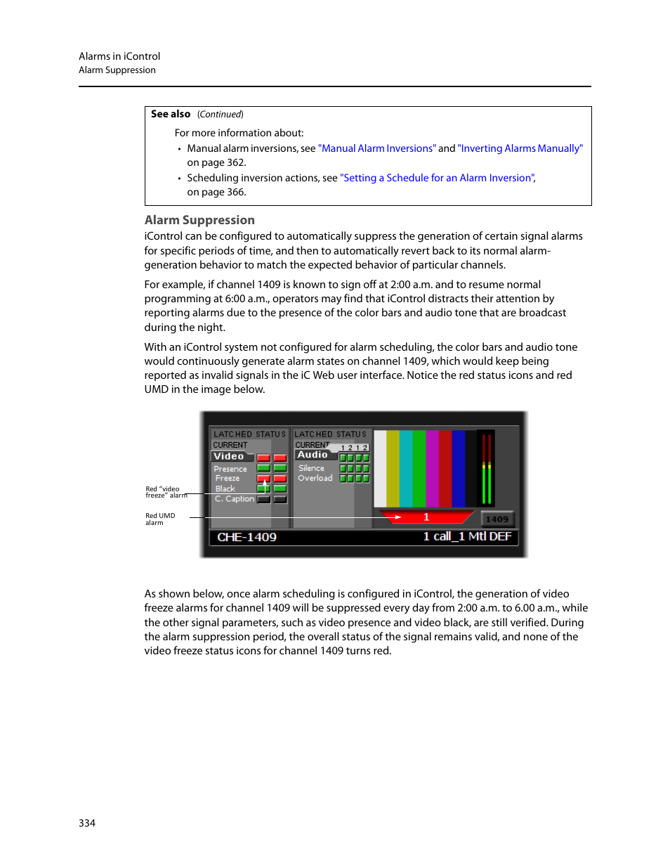 Alarm suppression | Grass Valley iControl V.6.02 User Manual | Page 344 / 610