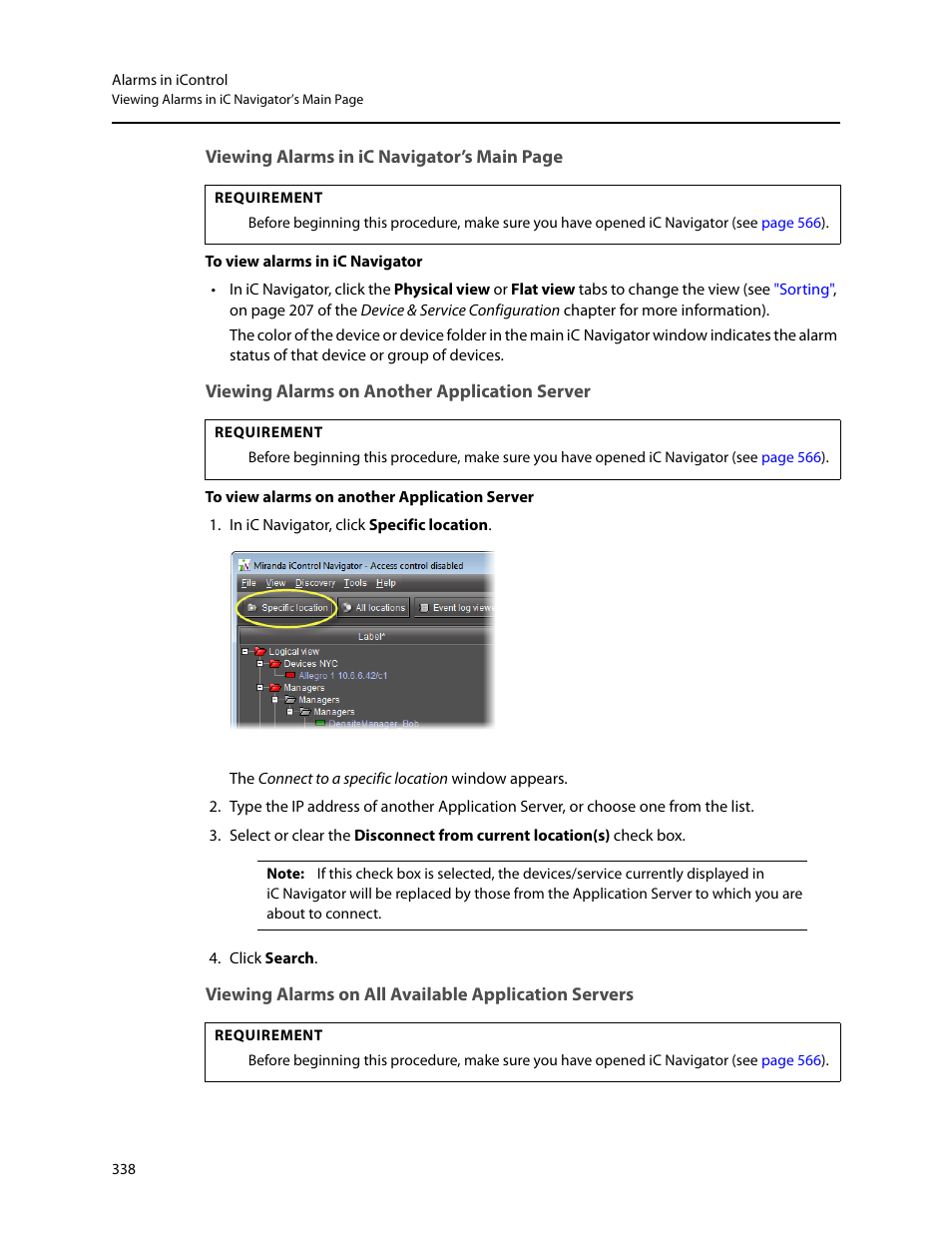 Viewing alarms on another application server | Grass Valley iControl V.6.02 User Manual | Page 348 / 610