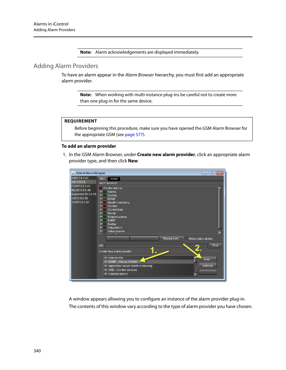 Adding alarm providers | Grass Valley iControl V.6.02 User Manual | Page 350 / 610