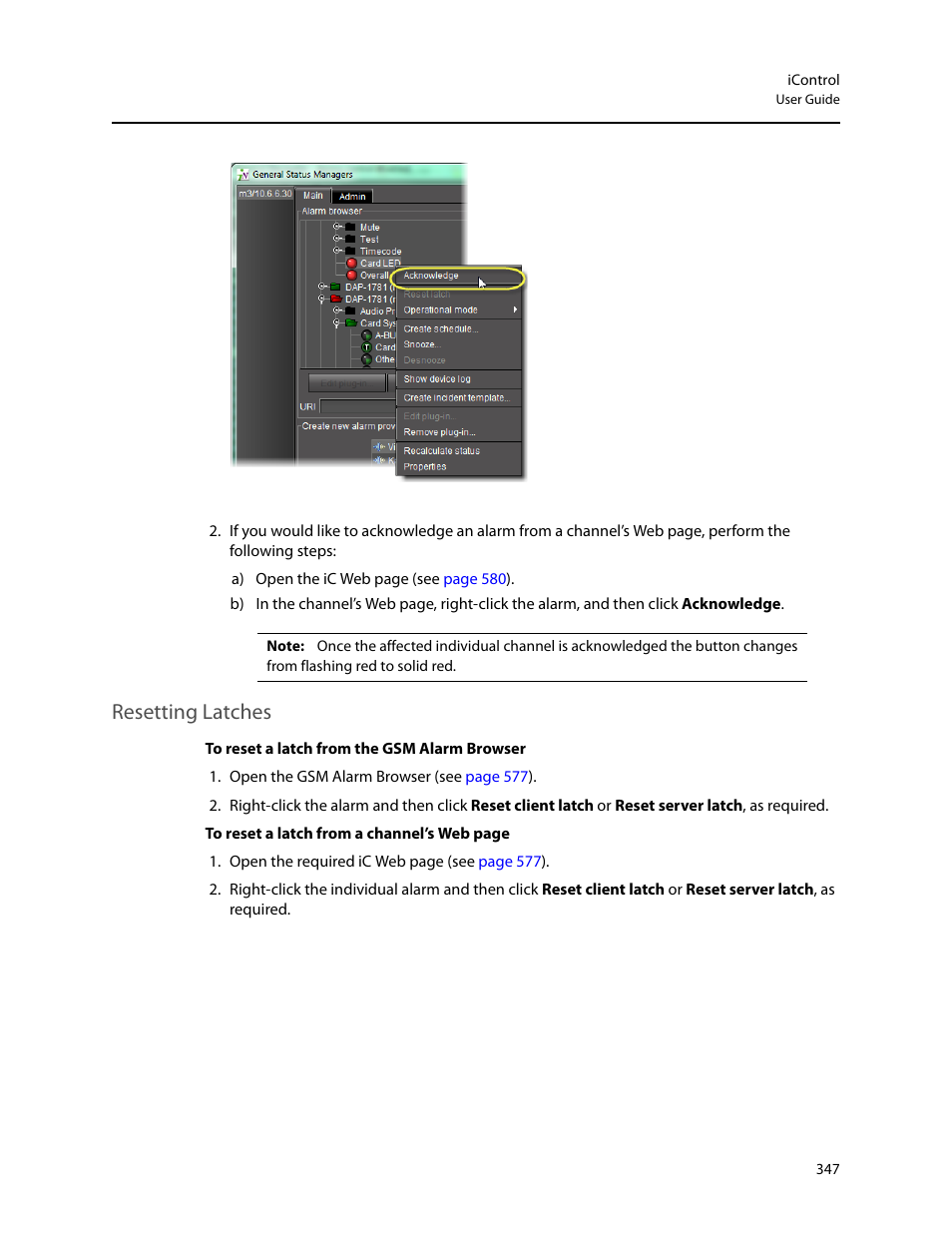 Resetting latches | Grass Valley iControl V.6.02 User Manual | Page 357 / 610