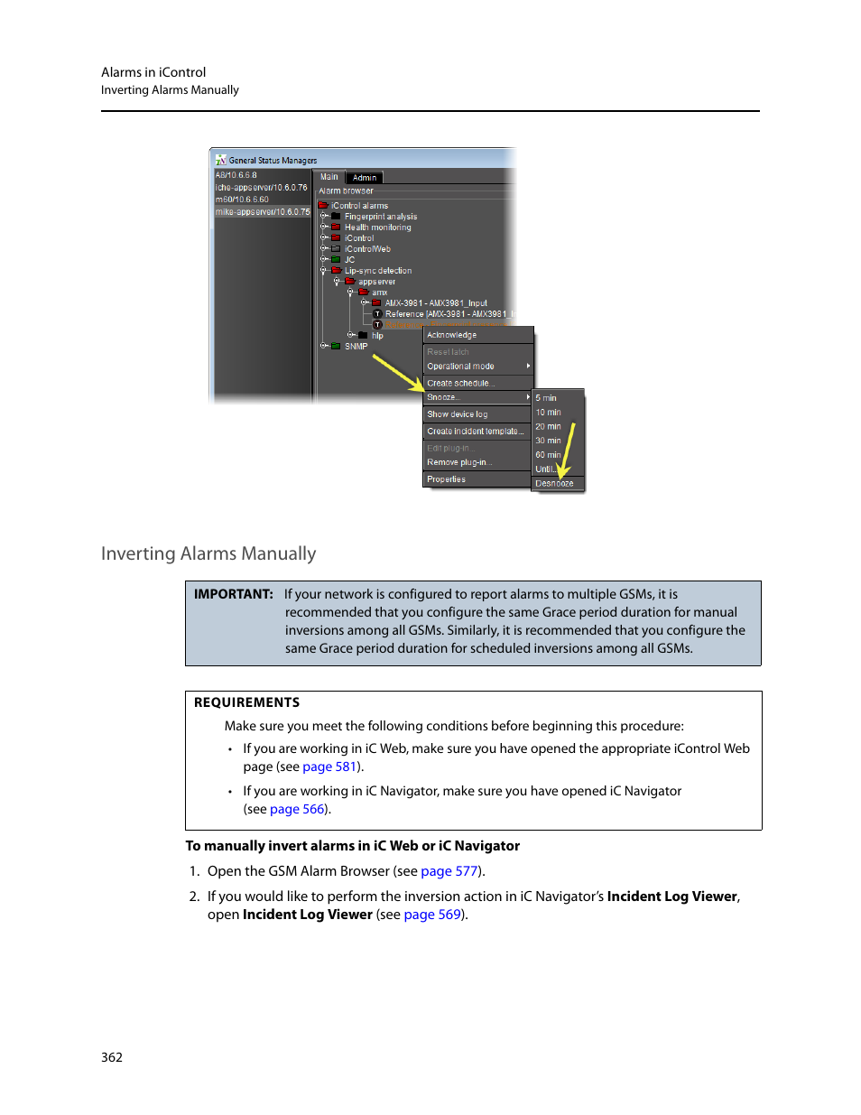 Inverting alarms manually, Inverting alarms, Manually | Inverting, Alarms manually | Grass Valley iControl V.6.02 User Manual | Page 372 / 610