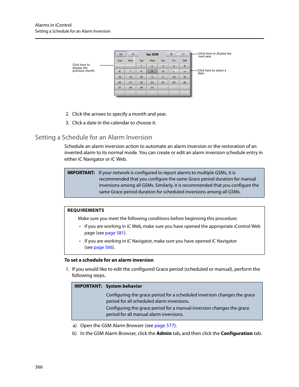 Setting a schedule for an alarm inversion, Setting a schedule, For an alarm inversion | Grass Valley iControl V.6.02 User Manual | Page 376 / 610