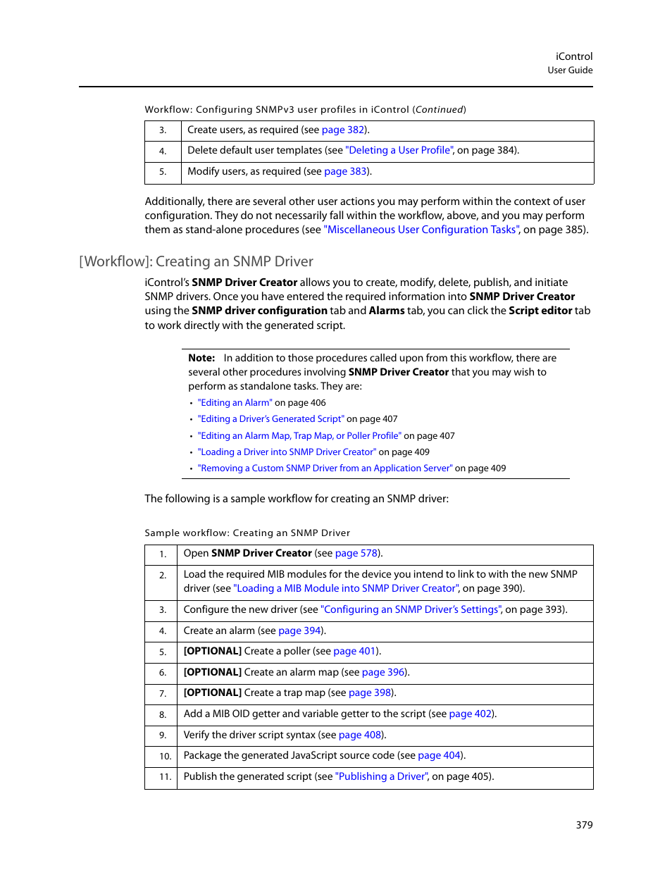 Workflow]: creating an snmp driver | Grass Valley iControl V.6.02 User Manual | Page 389 / 610