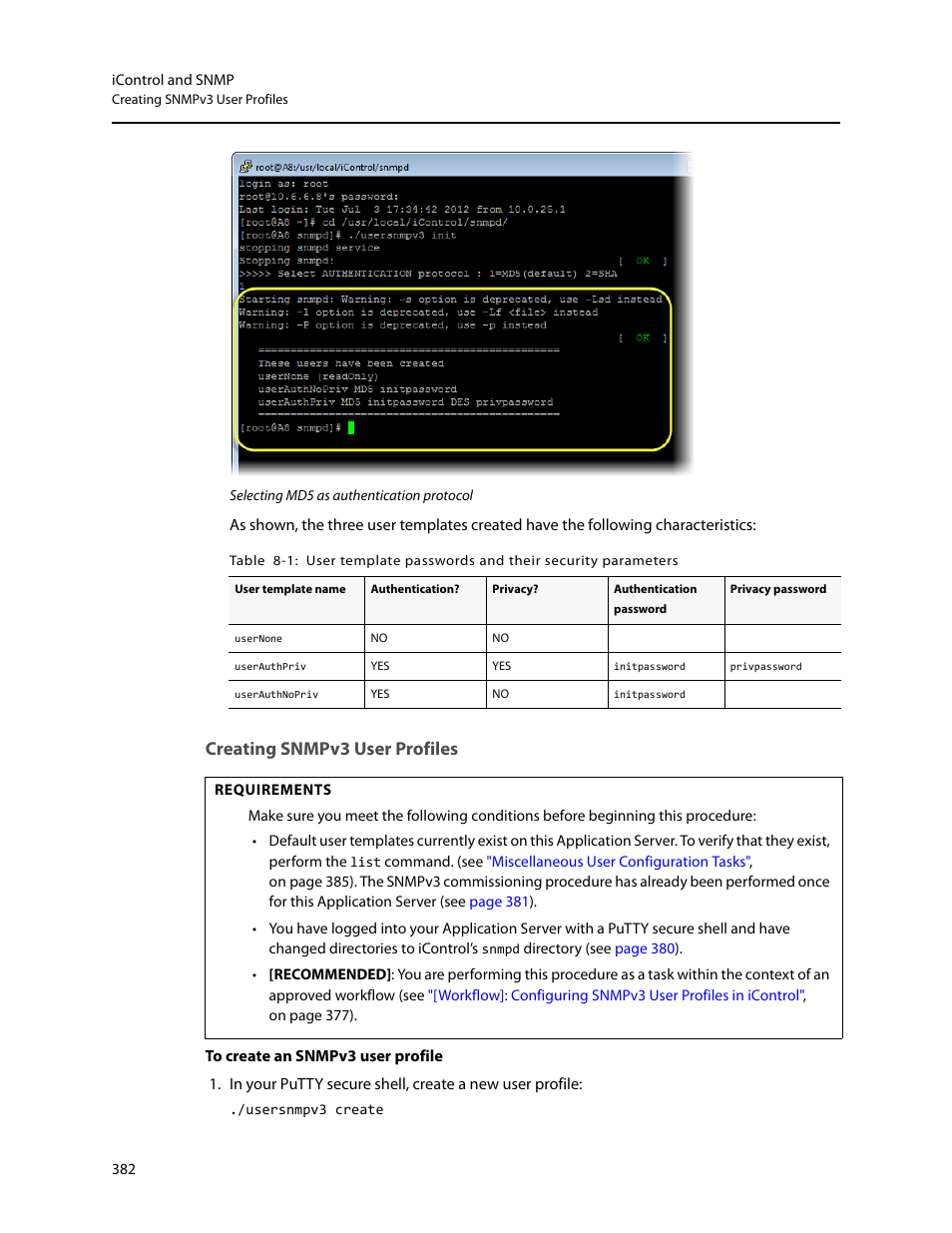 Creating snmpv3 user profiles | Grass Valley iControl V.6.02 User Manual | Page 392 / 610