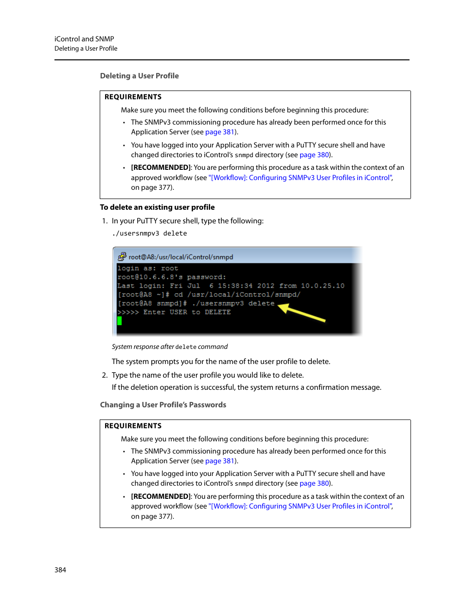 Deleting a user profile, Changing a user profile’s passwords | Grass Valley iControl V.6.02 User Manual | Page 394 / 610