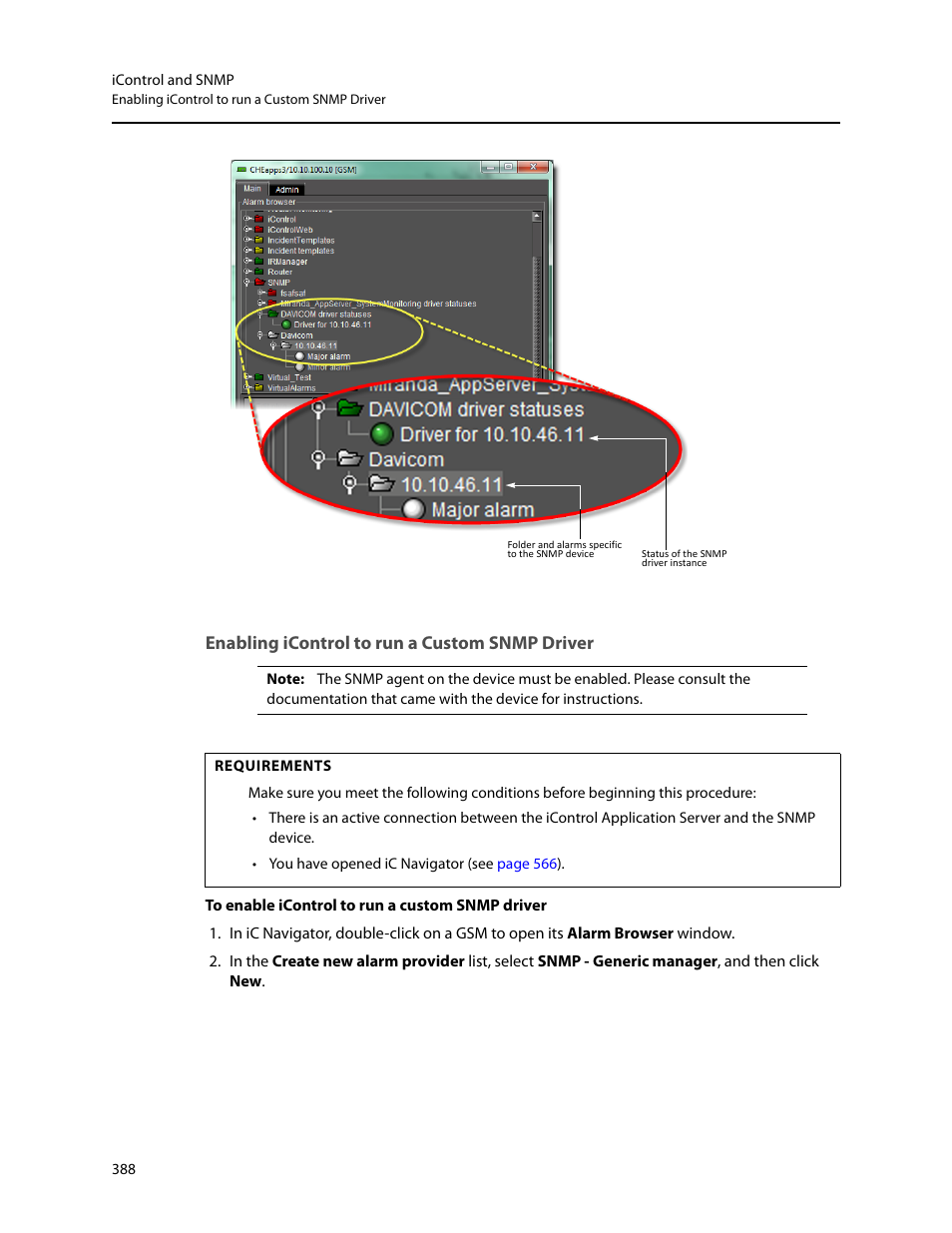 Enabling icontrol to run a custom snmp driver | Grass Valley iControl V.6.02 User Manual | Page 398 / 610