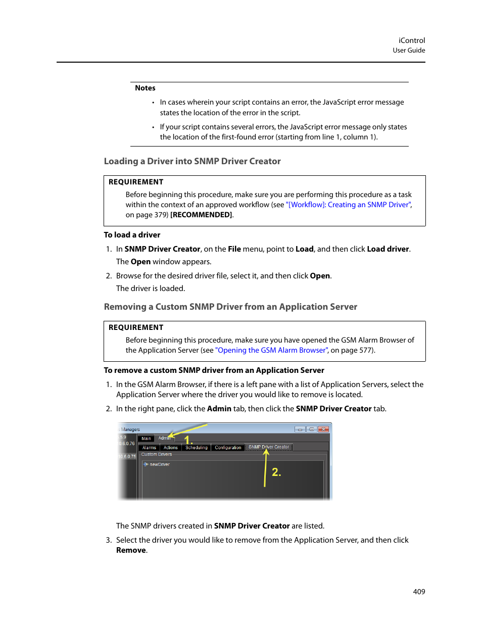 Loading a driver into snmp driver creator | Grass Valley iControl V.6.02 User Manual | Page 419 / 610