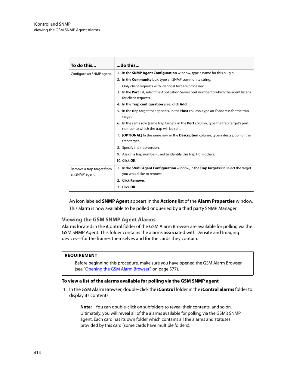 Viewing the gsm snmp agent alarms | Grass Valley iControl V.6.02 User Manual | Page 424 / 610