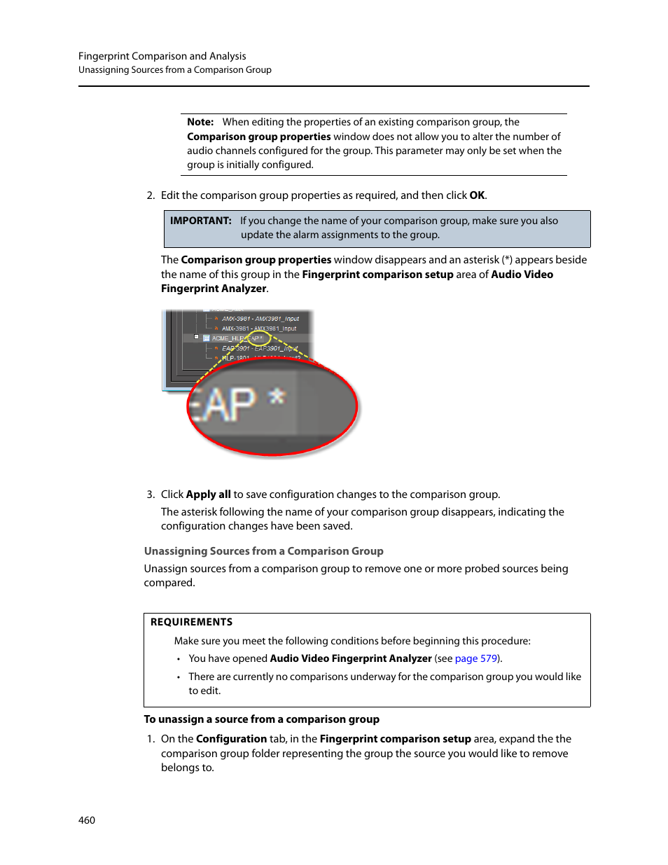 Unassigning sources from a comparison group | Grass Valley iControl V.6.02 User Manual | Page 470 / 610