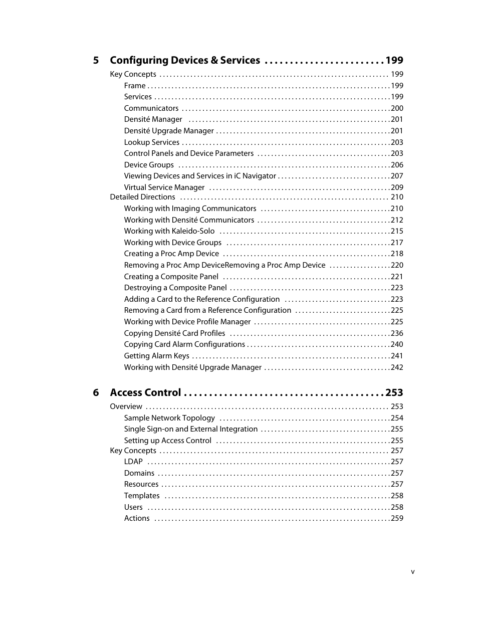 5configuring devices & services, 6access control | Grass Valley iControl V.6.02 User Manual | Page 5 / 610