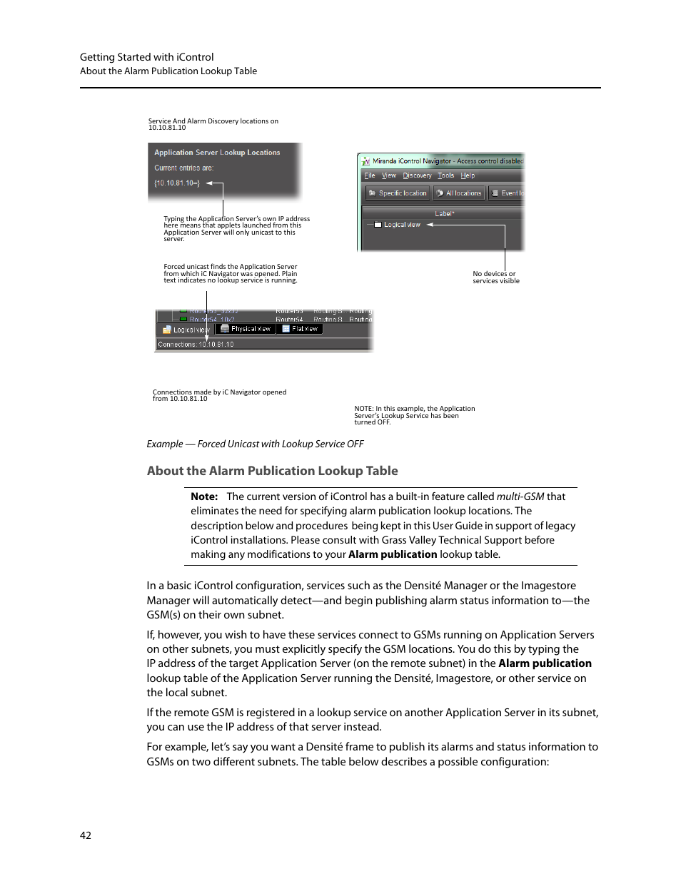 About the alarm publication lookup table | Grass Valley iControl V.6.02 User Manual | Page 52 / 610