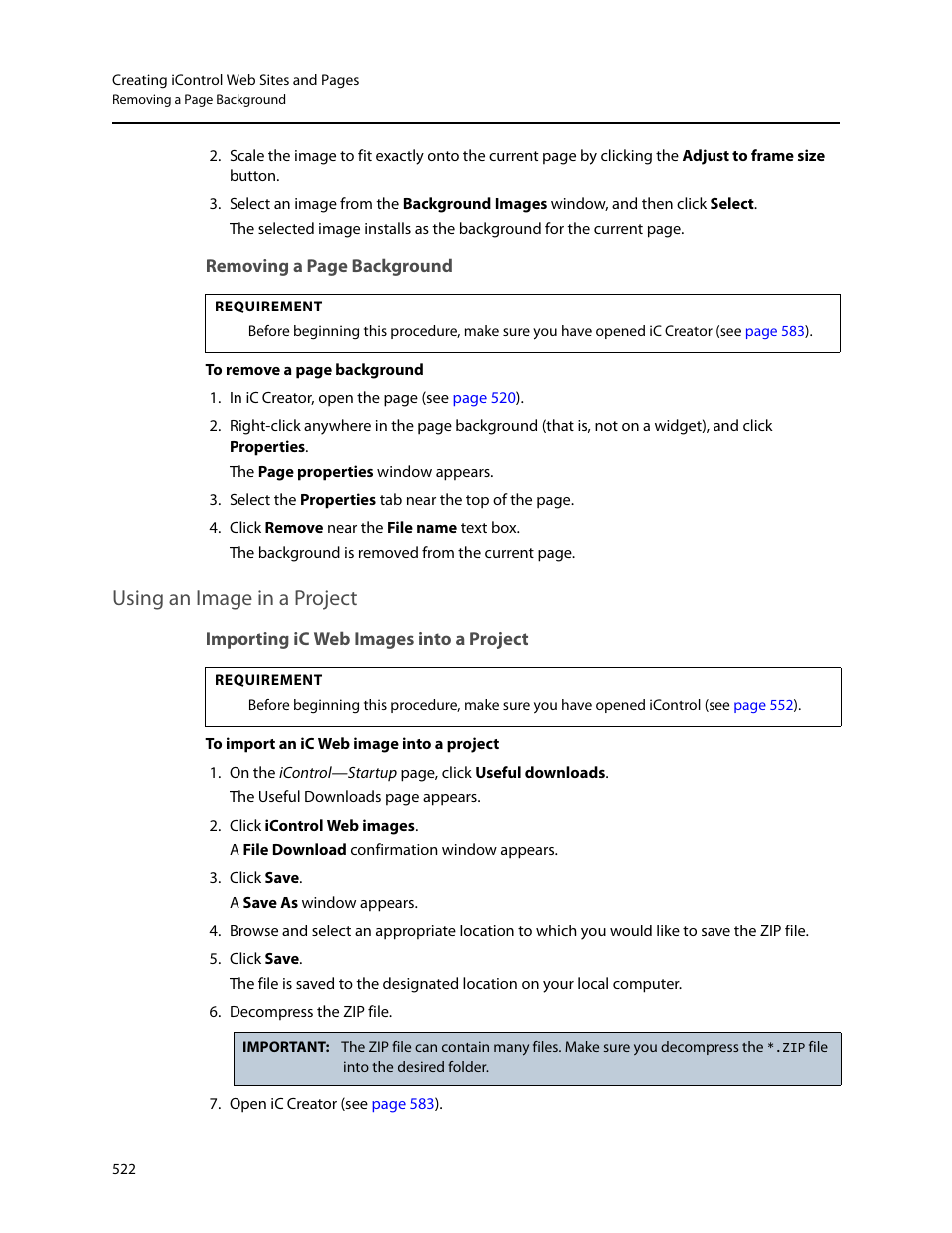 Using an image in a project, Importing ic web images into a project | Grass Valley iControl V.6.02 User Manual | Page 532 / 610