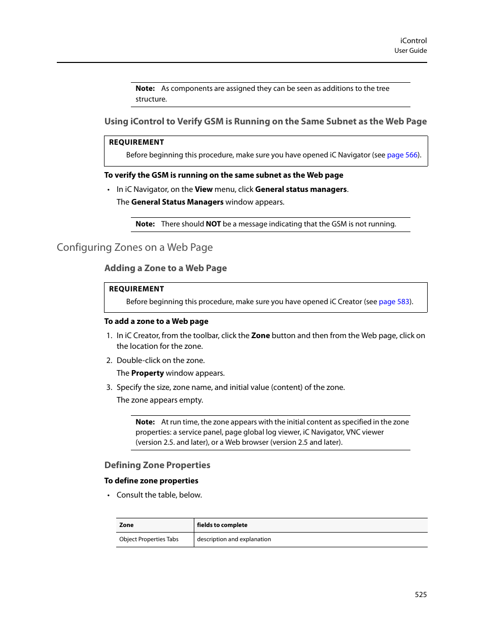 Defining zone properties, Configuring zones on a web page | Grass Valley iControl V.6.02 User Manual | Page 535 / 610