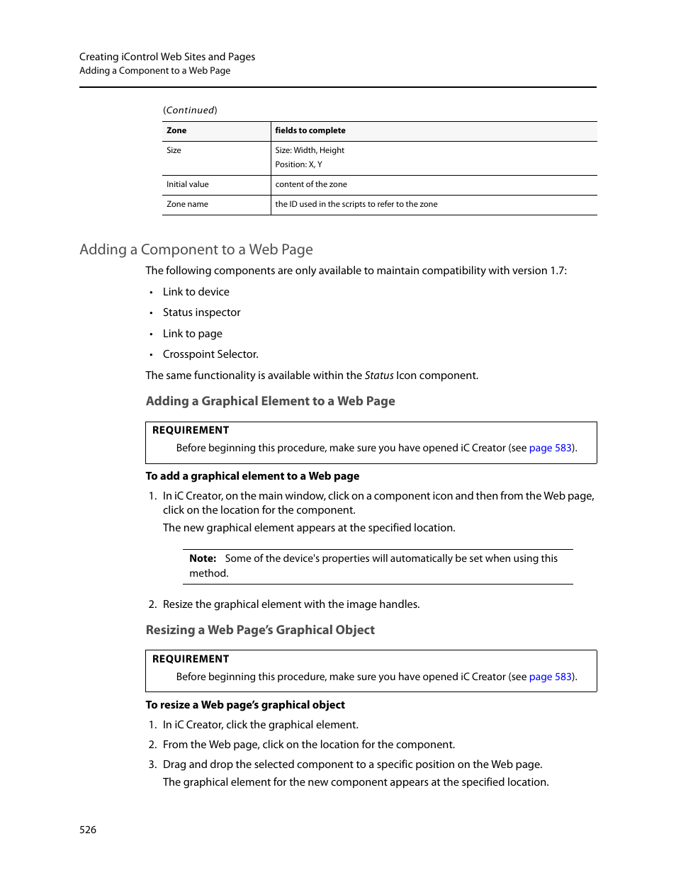 Adding a component to a web page | Grass Valley iControl V.6.02 User Manual | Page 536 / 610