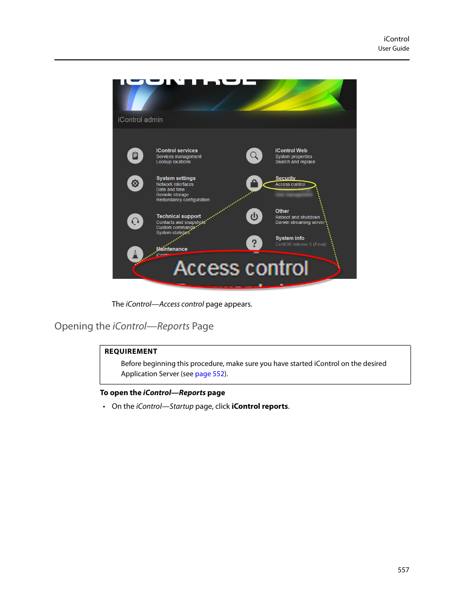 Opening the icontrol—reports page | Grass Valley iControl V.6.02 User Manual | Page 567 / 610
