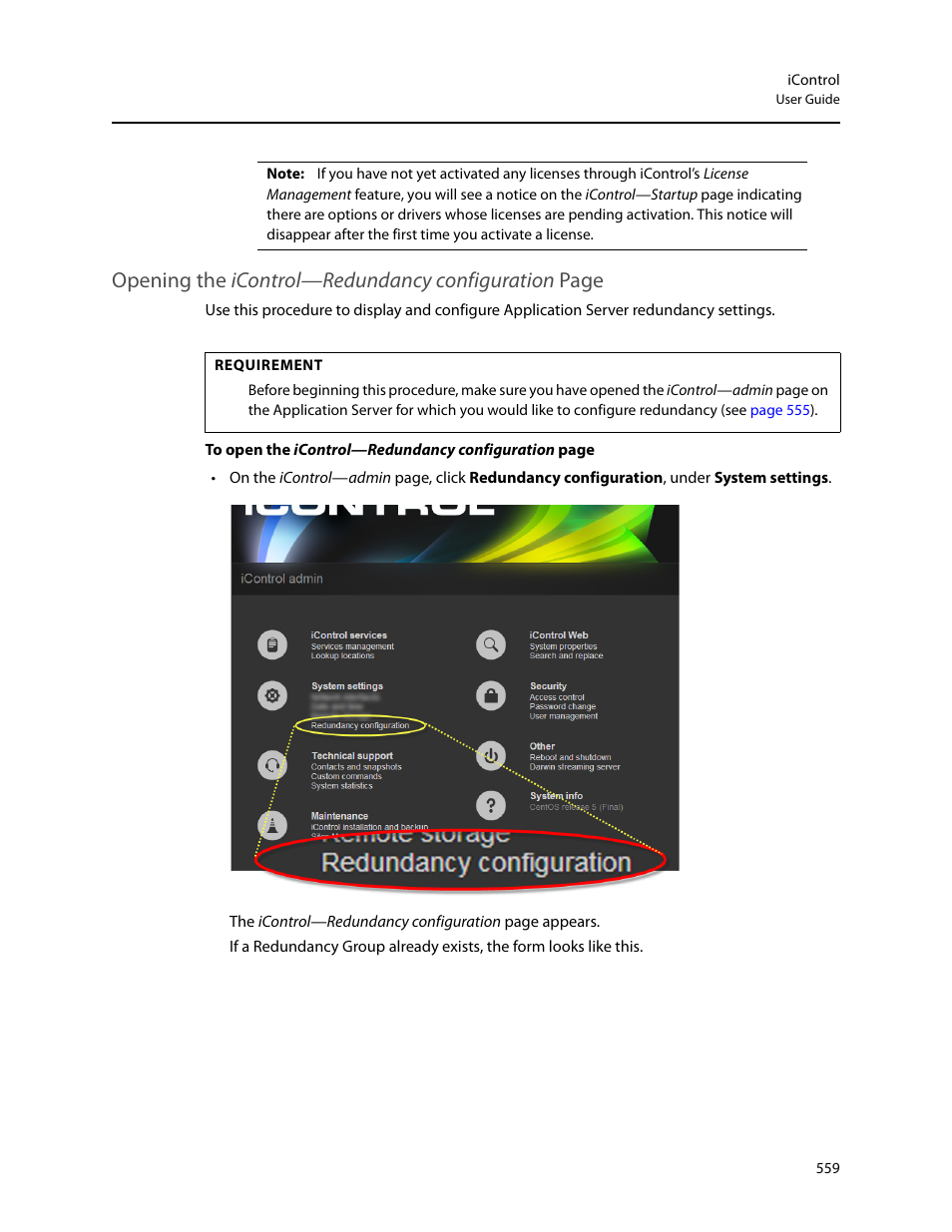 Oup (see, P (see, Er (see | Ge (see, Opening the icontrol—redundancy configuration page | Grass Valley iControl V.6.02 User Manual | Page 569 / 610