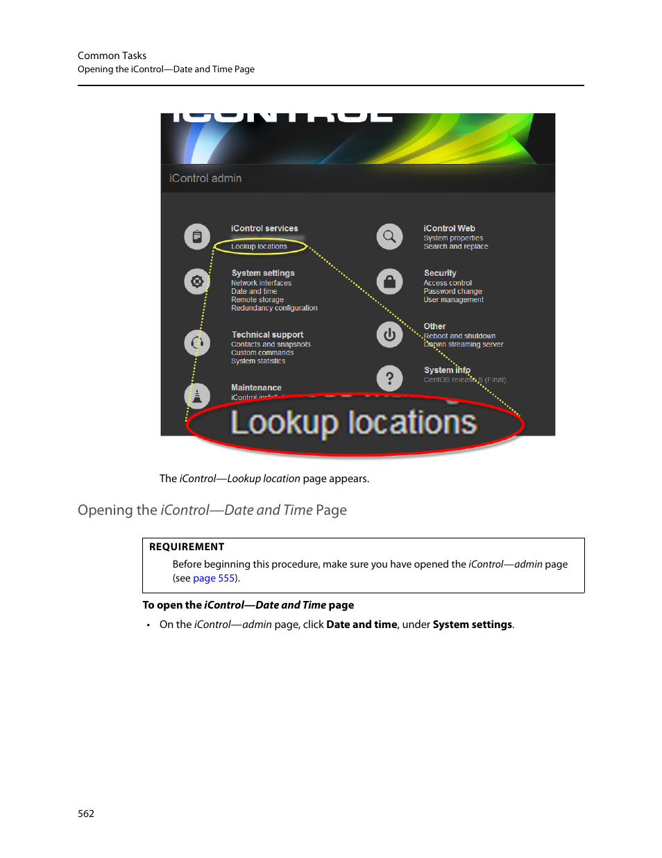 Opening the icontrol—date and time page | Grass Valley iControl V.6.02 User Manual | Page 572 / 610