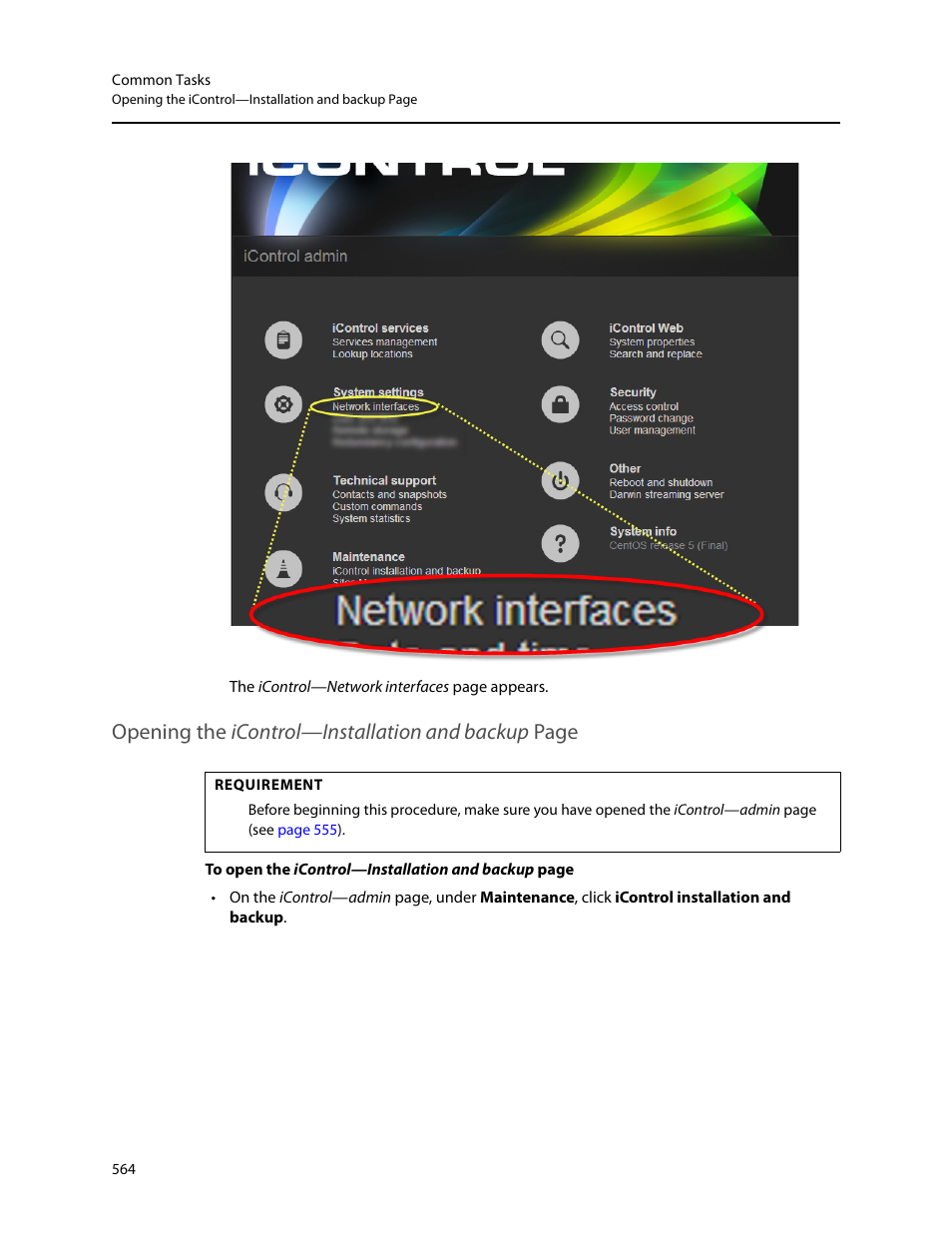 Opening the icontrol—installation and backup page | Grass Valley iControl V.6.02 User Manual | Page 574 / 610