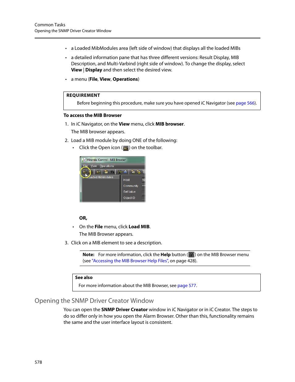 Opening the snmp driver creator window | Grass Valley iControl V.6.02 User Manual | Page 588 / 610