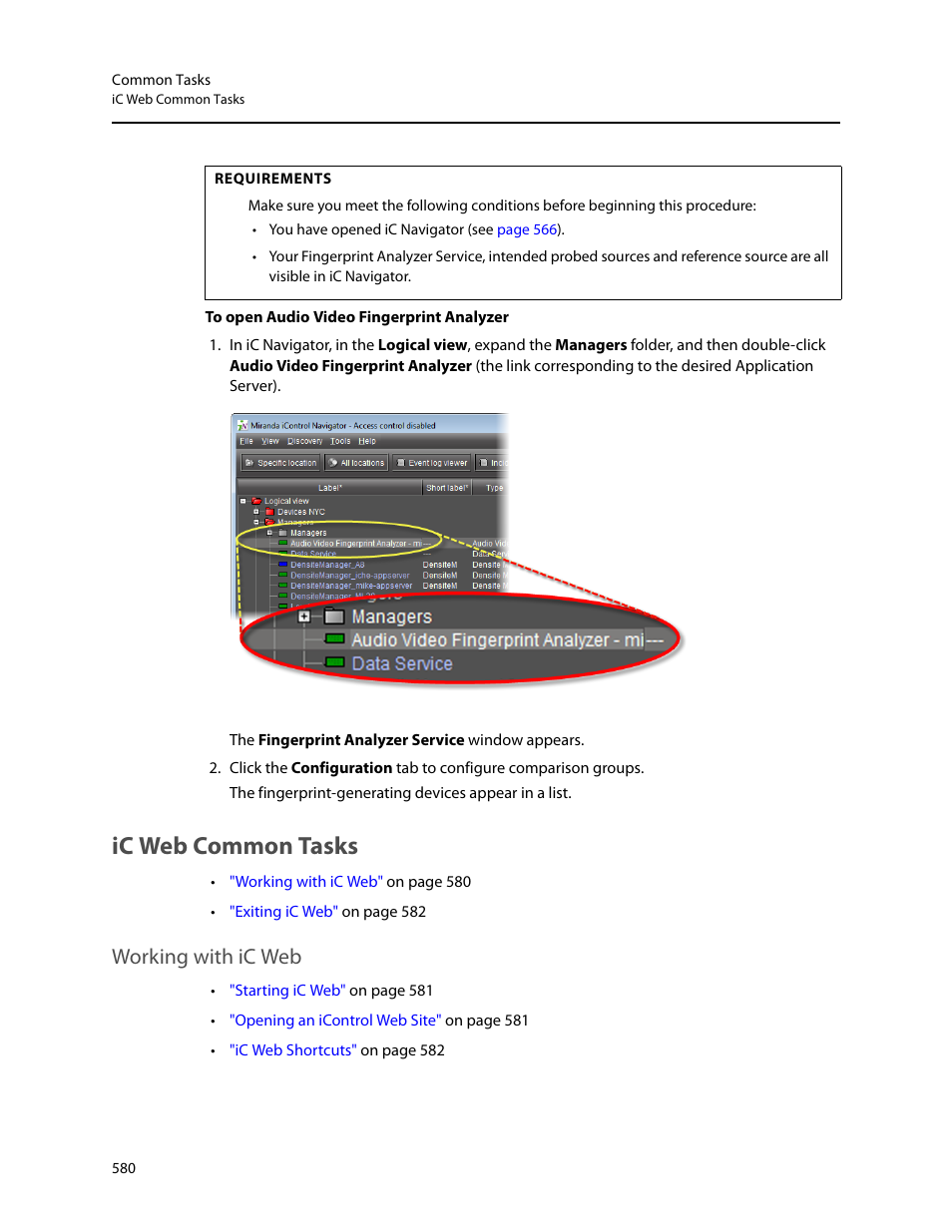 Ic web common tasks, Working with ic web | Grass Valley iControl V.6.02 User Manual | Page 590 / 610