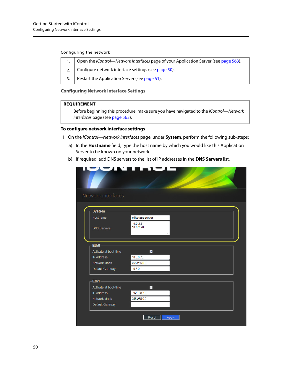 Configuring network interface settings | Grass Valley iControl V.6.02 User Manual | Page 60 / 610
