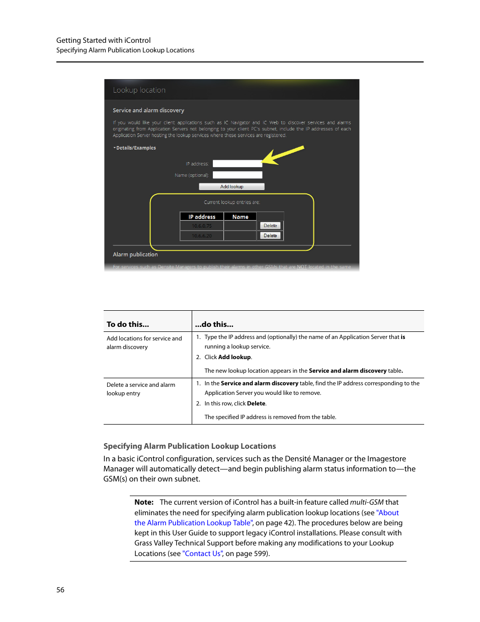 Specifying alarm publication lookup locations | Grass Valley iControl V.6.02 User Manual | Page 66 / 610