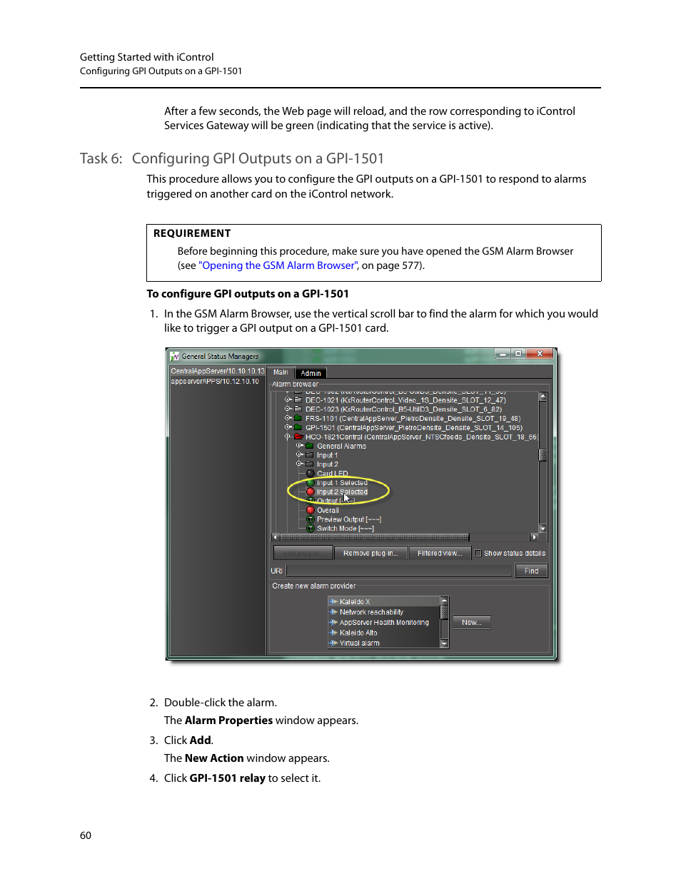 Task 6: configuring gpi outputs on a gpi-1501, Configuring gpi outputs on a gpi-1501 | Grass Valley iControl V.6.02 User Manual | Page 70 / 610