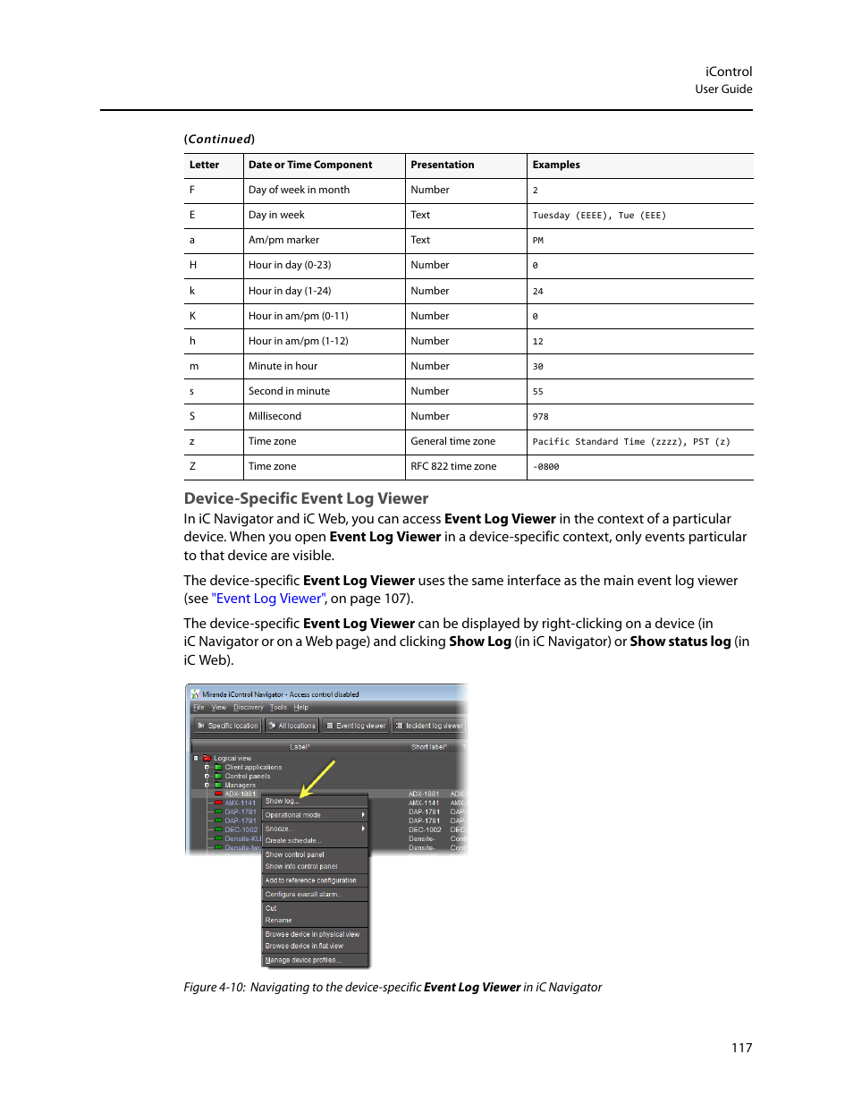 Device-specific event log viewer | Grass Valley iControl V.4.43 User Manual | Page 127 / 772