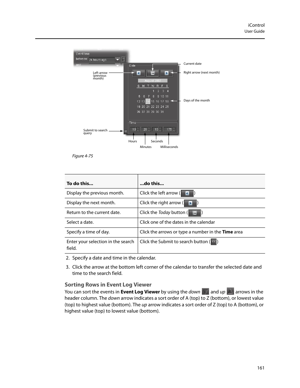 Sorting rows in event log viewer | Grass Valley iControl V.4.43 User Manual | Page 171 / 772