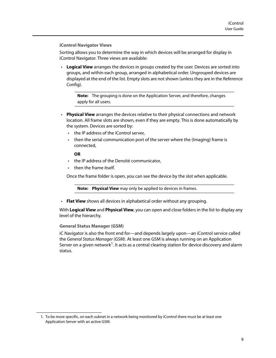 Icontrol navigator views, General status manager (gsm) | Grass Valley iControl V.4.43 User Manual | Page 19 / 772