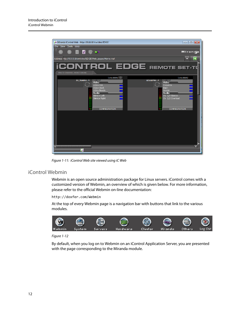 Icontrol webmin | Grass Valley iControl V.4.43 User Manual | Page 22 / 772