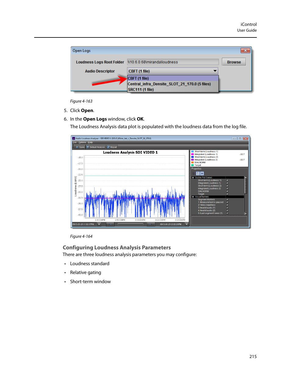 Configuring loudness analysis parameters | Grass Valley iControl V.4.43 User Manual | Page 225 / 772