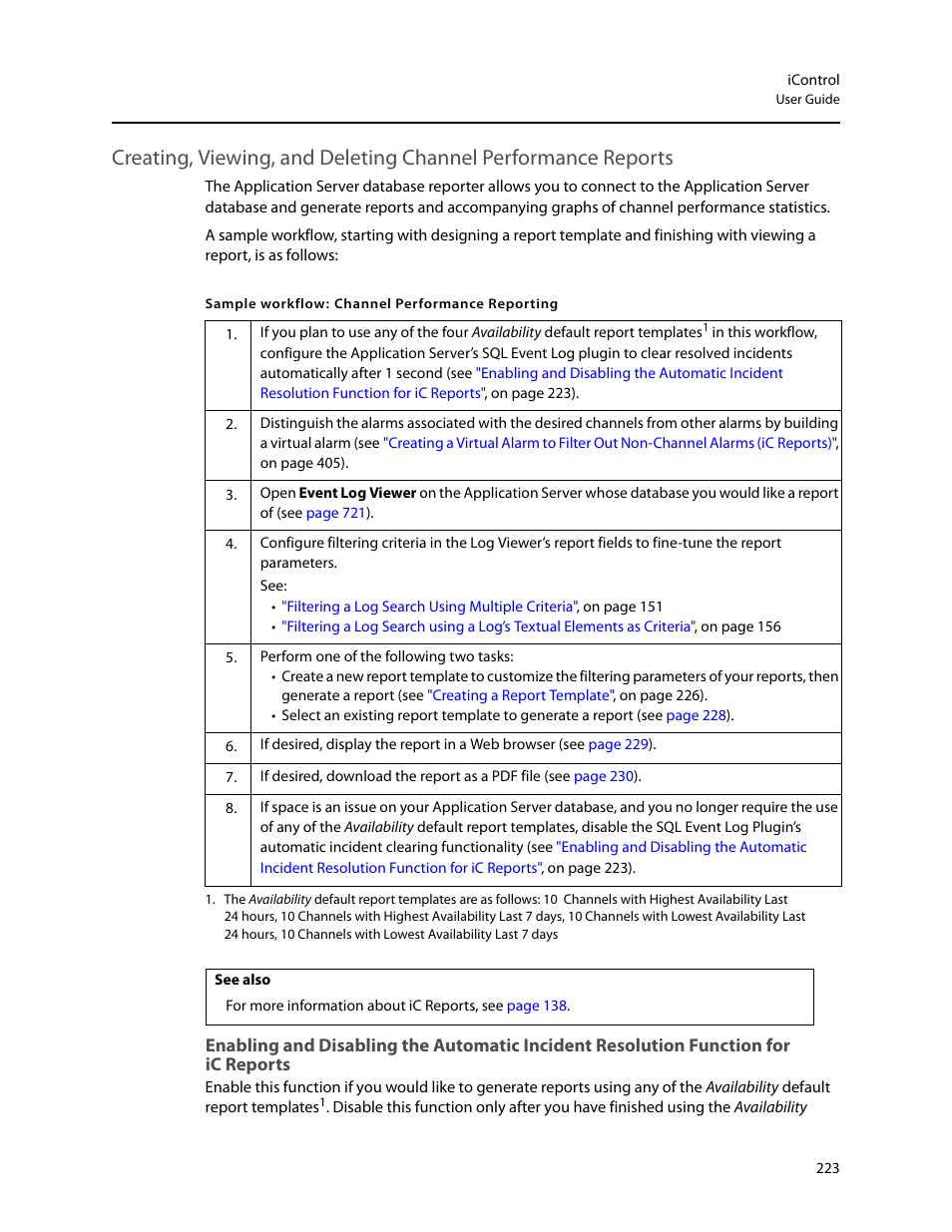 Creating, viewing, and deleting channel, Performance reports | Grass Valley iControl V.4.43 User Manual | Page 233 / 772