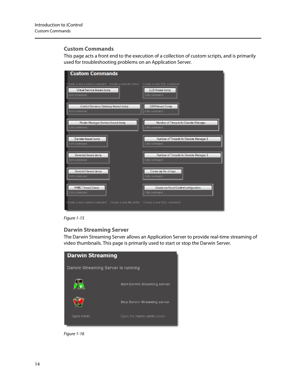 Custom commands, Darwin streaming server | Grass Valley iControl V.4.43 User Manual | Page 24 / 772