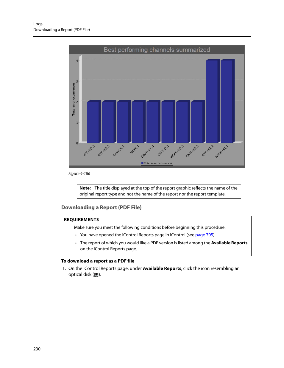 Downloading a report (pdf file) | Grass Valley iControl V.4.43 User Manual | Page 240 / 772