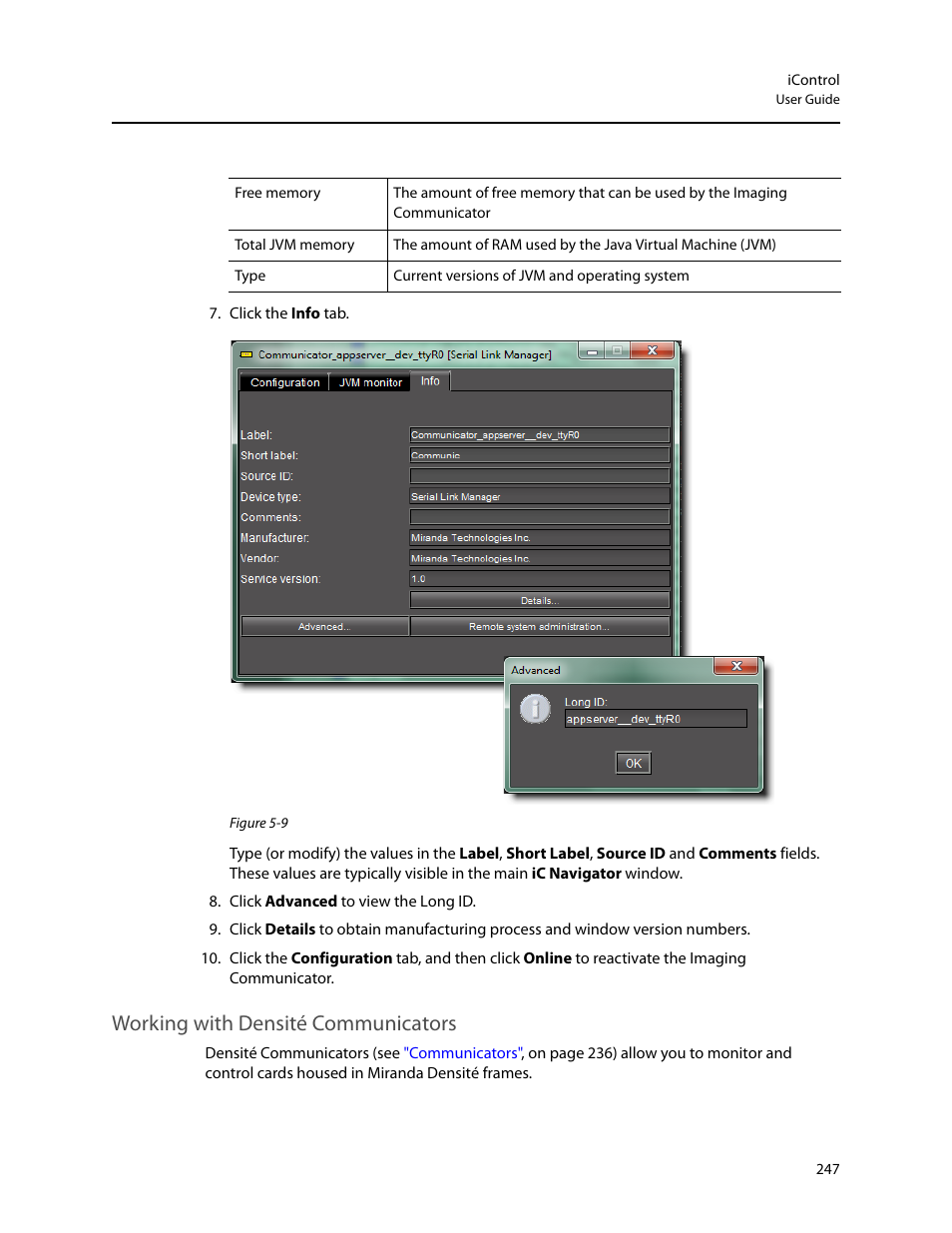 Working with densité communicators | Grass Valley iControl V.4.43 User Manual | Page 257 / 772