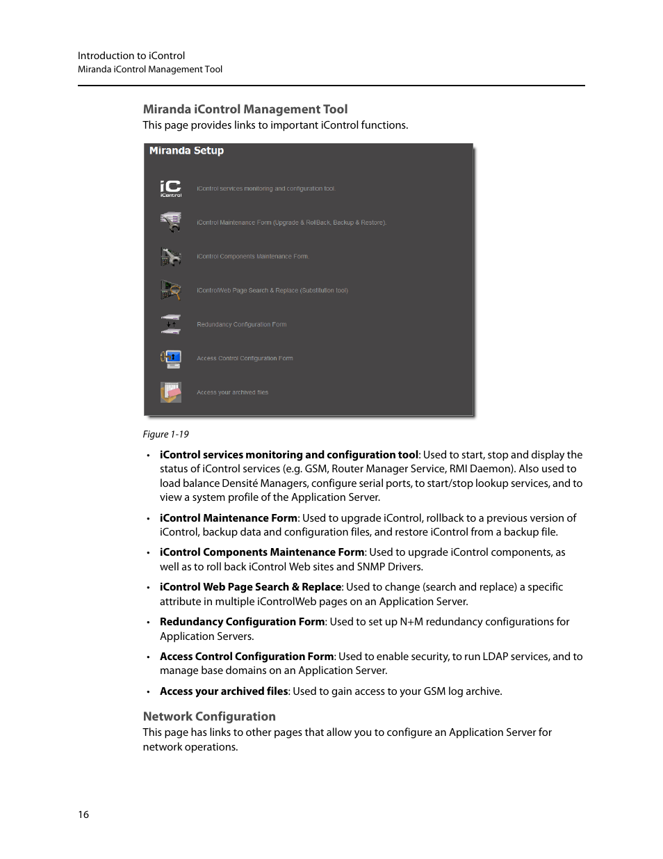 Miranda icontrol management tool, Network configuration | Grass Valley iControl V.4.43 User Manual | Page 26 / 772