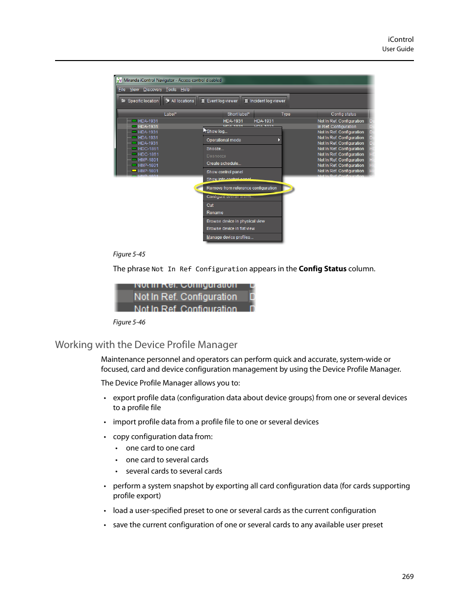 Working with the device profile manager | Grass Valley iControl V.4.43 User Manual | Page 279 / 772