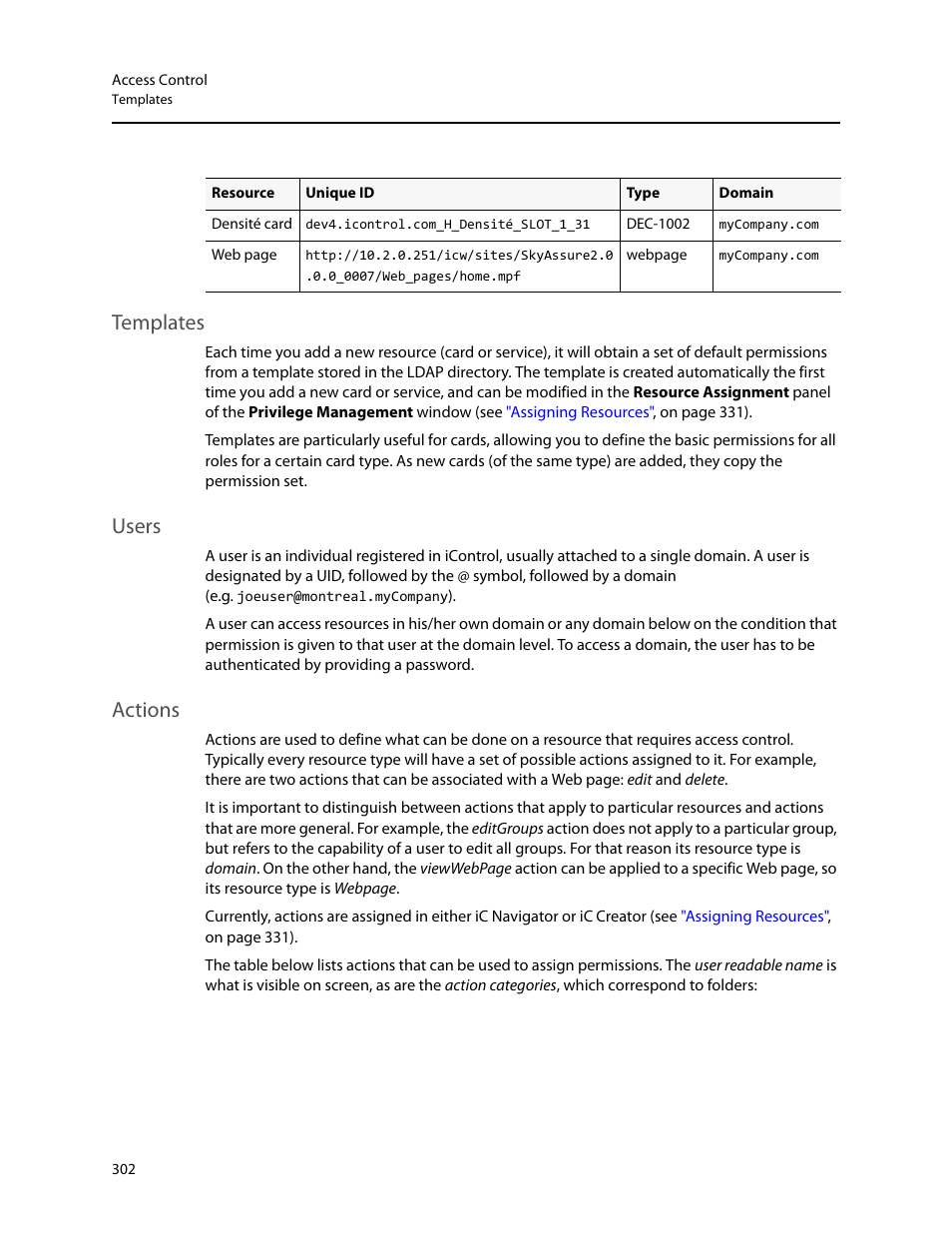 Templates, Users, Actions | Templates users actions | Grass Valley iControl V.4.43 User Manual | Page 312 / 772