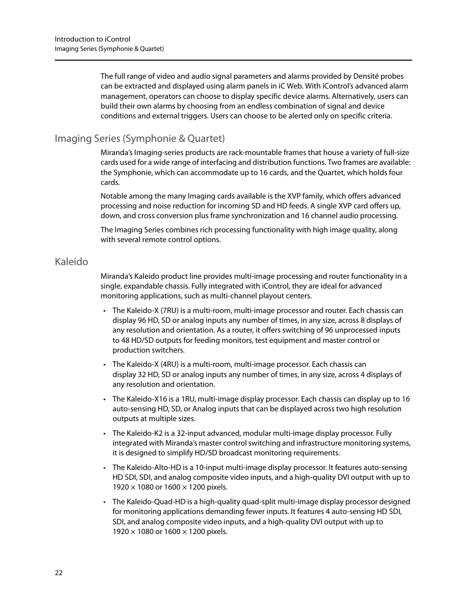 Imaging series (symphonie & quartet), Kaleido, Imaging series (symphonie & quartet) kaleido | Grass Valley iControl V.4.43 User Manual | Page 32 / 772