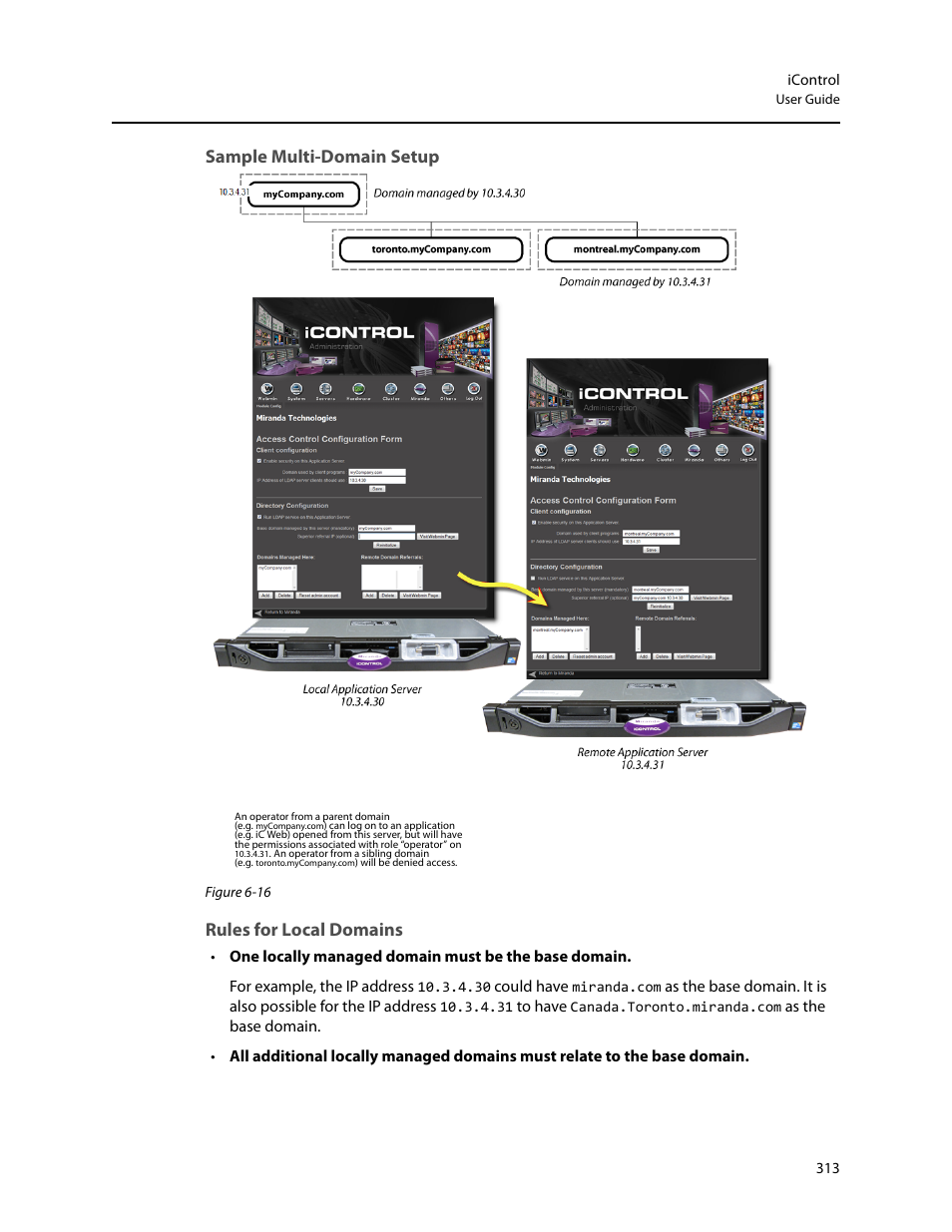 Sample multi-domain setup, Rules for local domains | Grass Valley iControl V.4.43 User Manual | Page 323 / 772