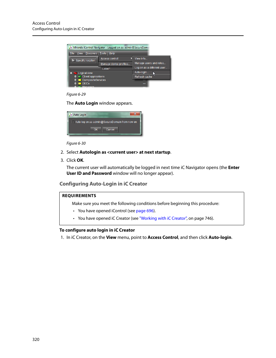 Configuring auto-login in ic creator | Grass Valley iControl V.4.43 User Manual | Page 330 / 772
