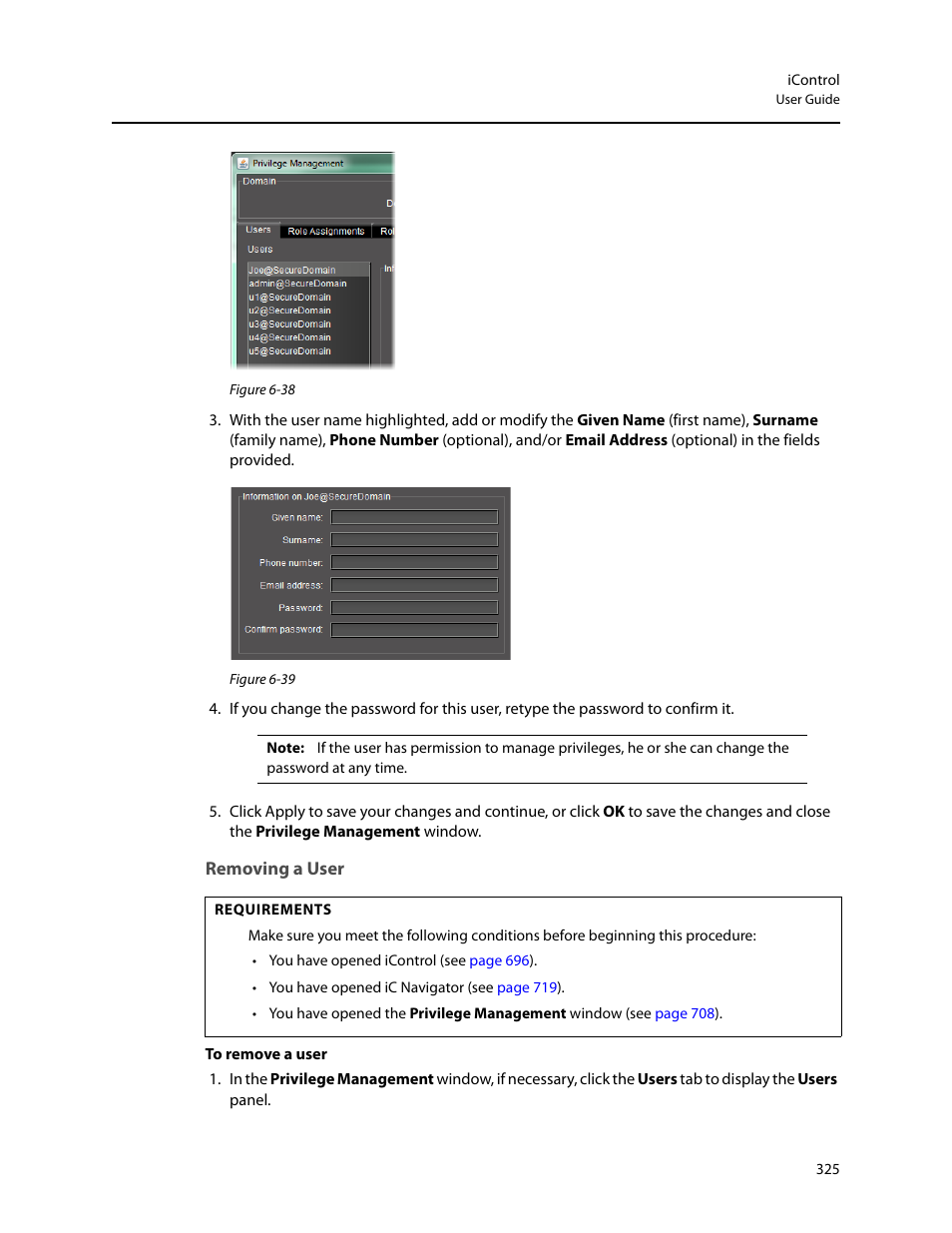 Removing a user | Grass Valley iControl V.4.43 User Manual | Page 335 / 772