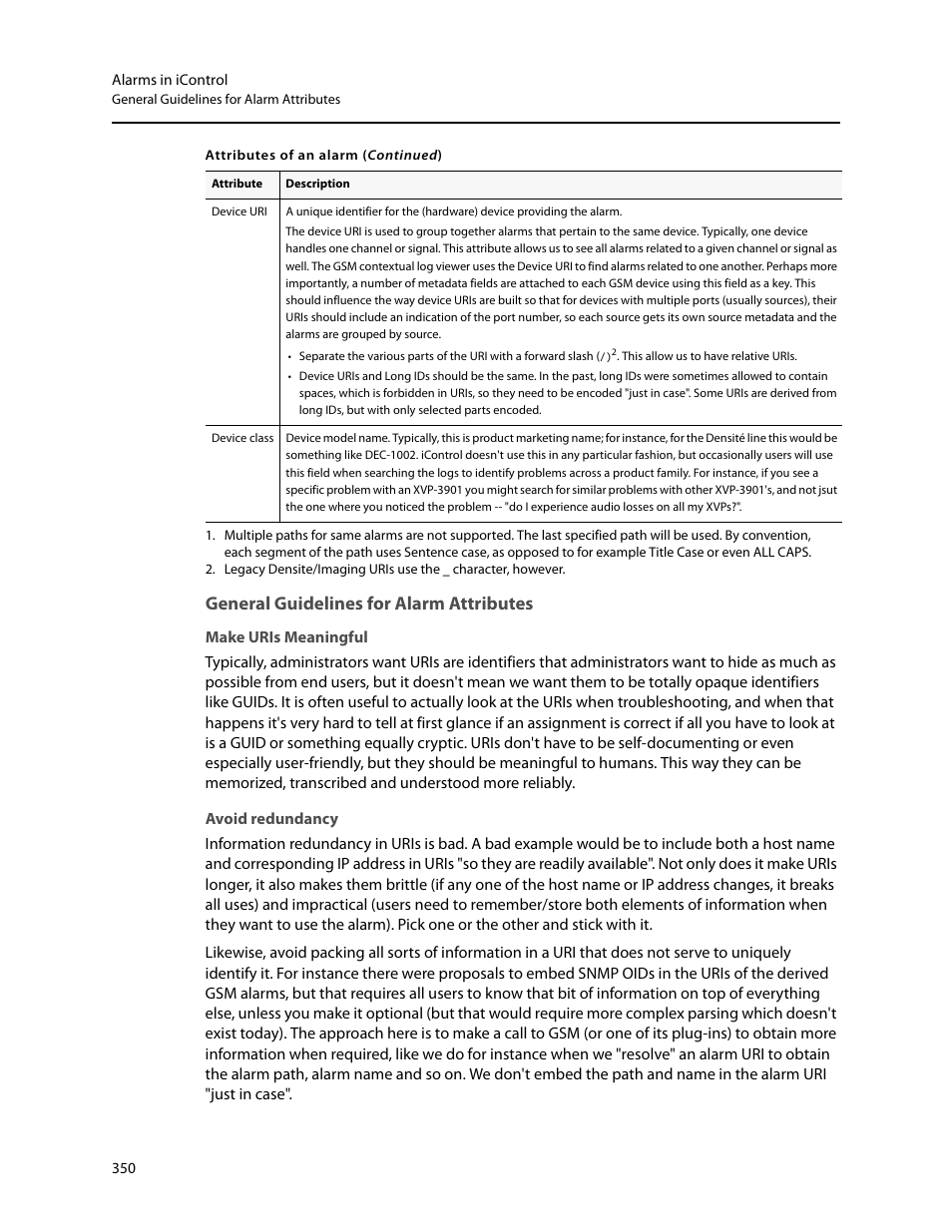 General guidelines for alarm attributes, Make uris meaningful, Avoid redundancy | Grass Valley iControl V.4.43 User Manual | Page 360 / 772