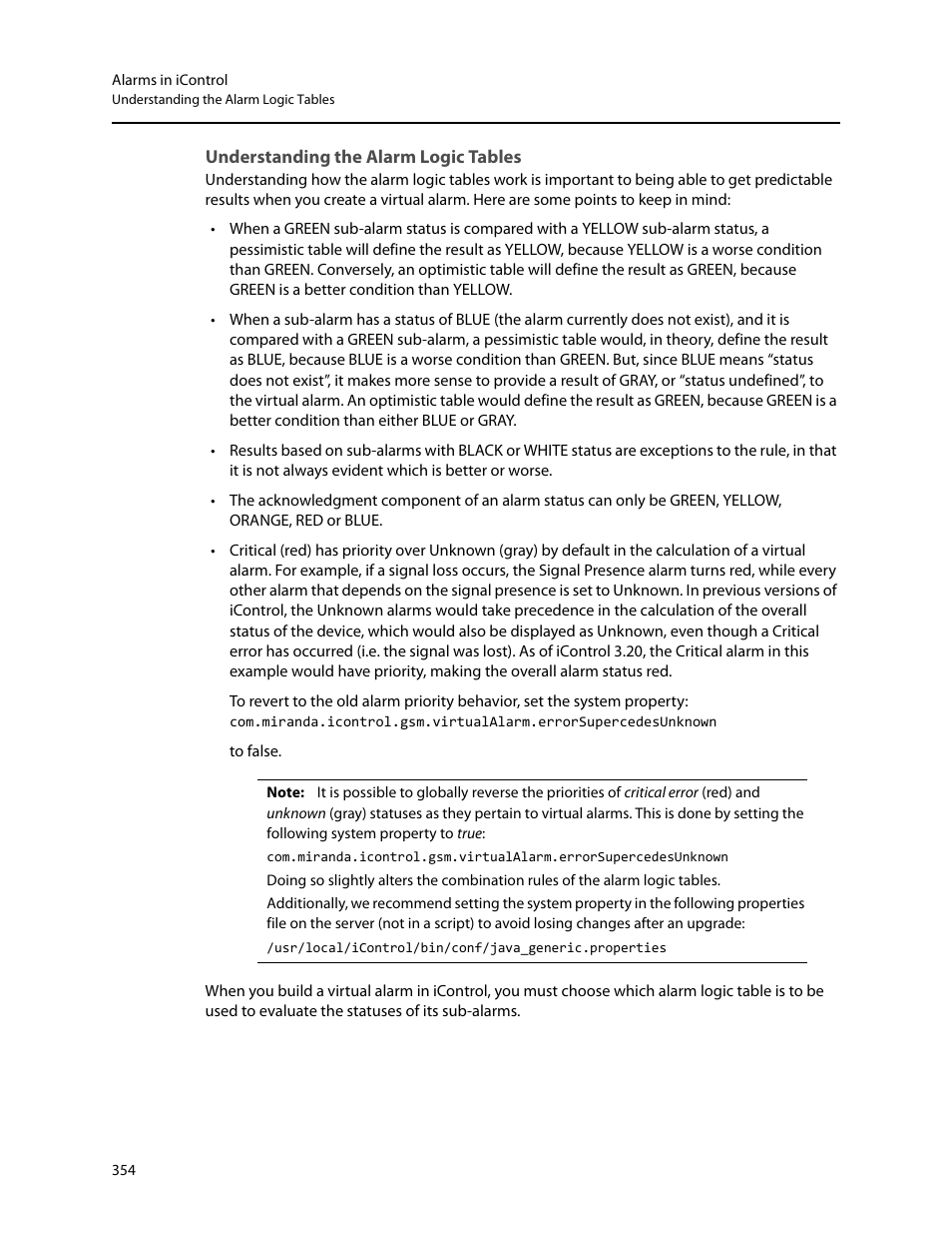Understanding the alarm logic tables | Grass Valley iControl V.4.43 User Manual | Page 364 / 772