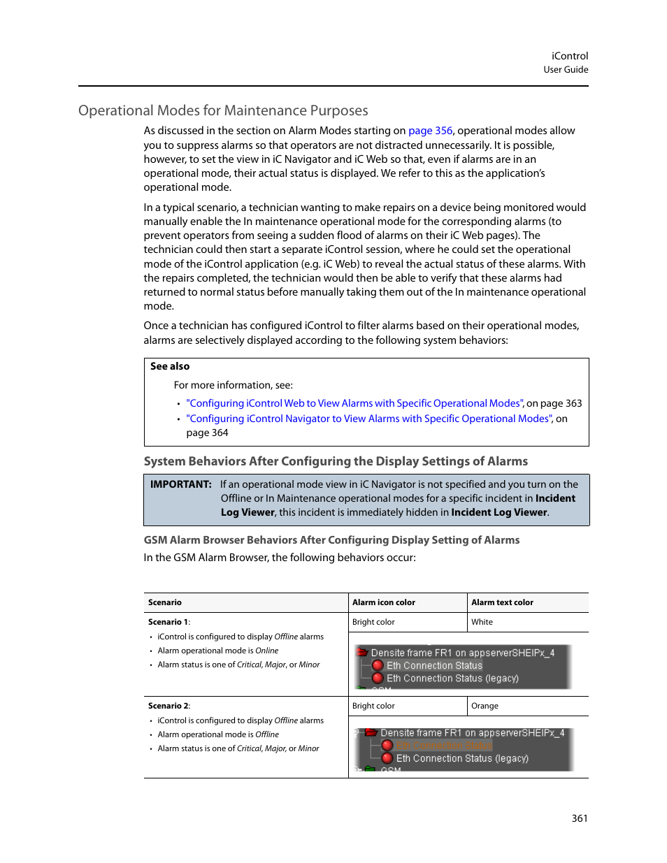 Operational modes for maintenance purposes | Grass Valley iControl V.4.43 User Manual | Page 371 / 772